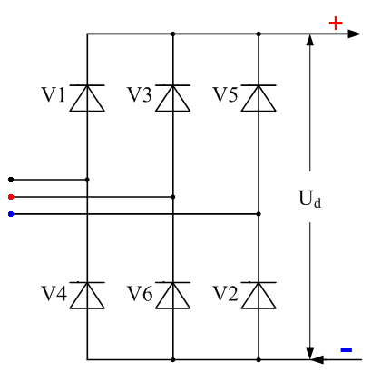 Six diode bridge rectifier