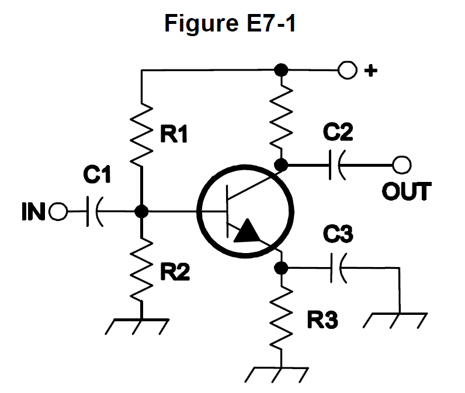 A single transistor amplifier (Class A).